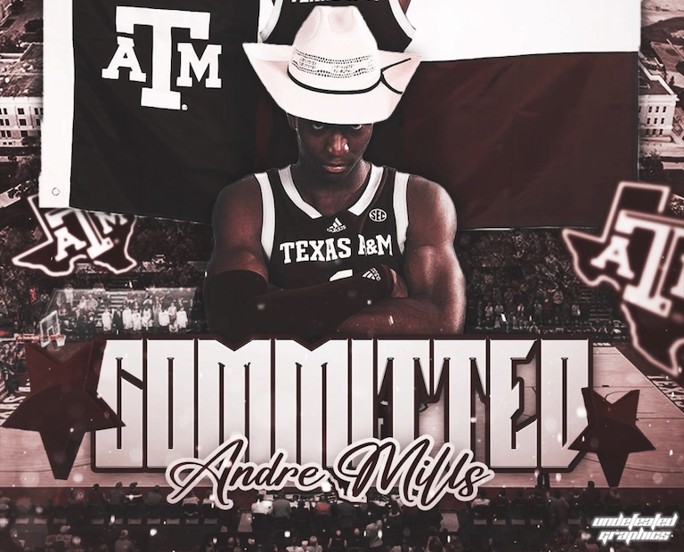 Social media post made by Andre Mills 24 to celebrate his commitment to Texas A&M for basketball. Courtesy of Andre Mills 24. 